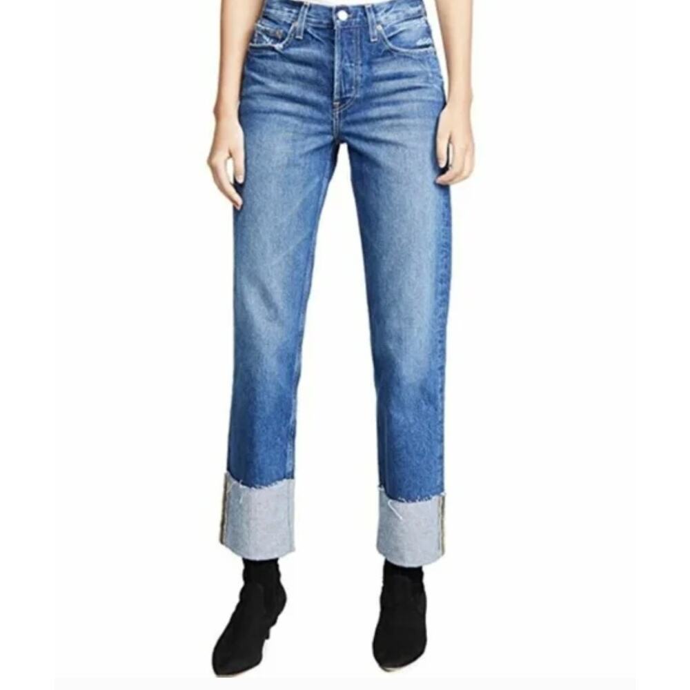 Trave Jeans Berit High Rise Cuffed Straight Leg 27 Button Fly